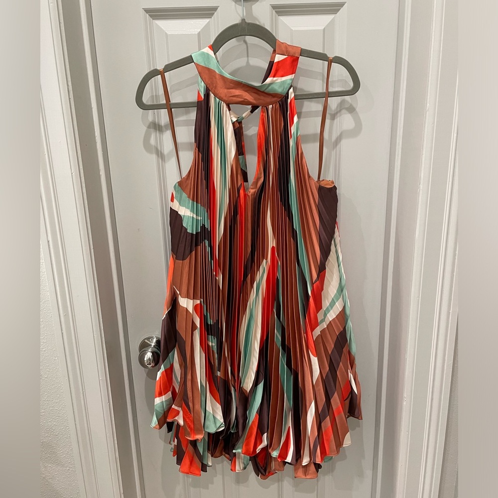 Hutch Red and Black Asymmetrical Sleeveless Romper - Picture 3 of 5